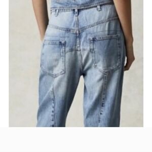 We the Free Free People Noah Foldover Harem Jeans Pleated Railroad Stripe Xl